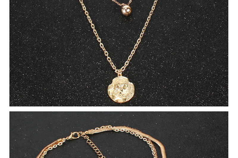 Fashion Gold Round Portrait Necklace,Multi Strand Necklaces