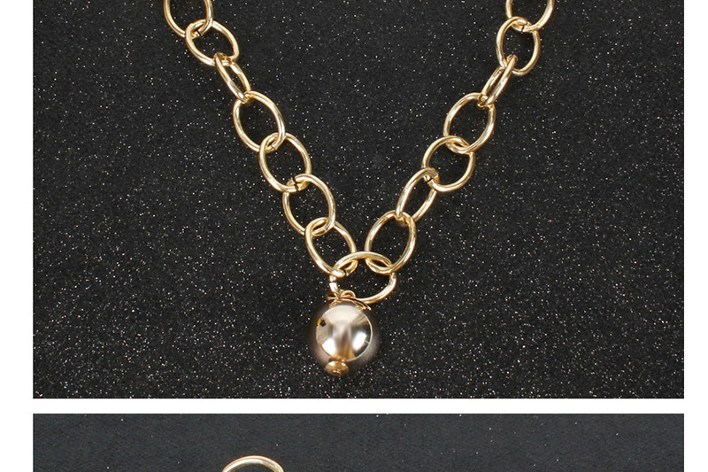 Fashion Gold Thick Chain Metal Ball Necklace,Pendants