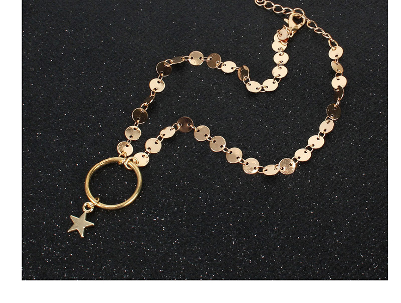 Fashion Gold Chain Sequined Five-pointed Star Necklace,Pendants