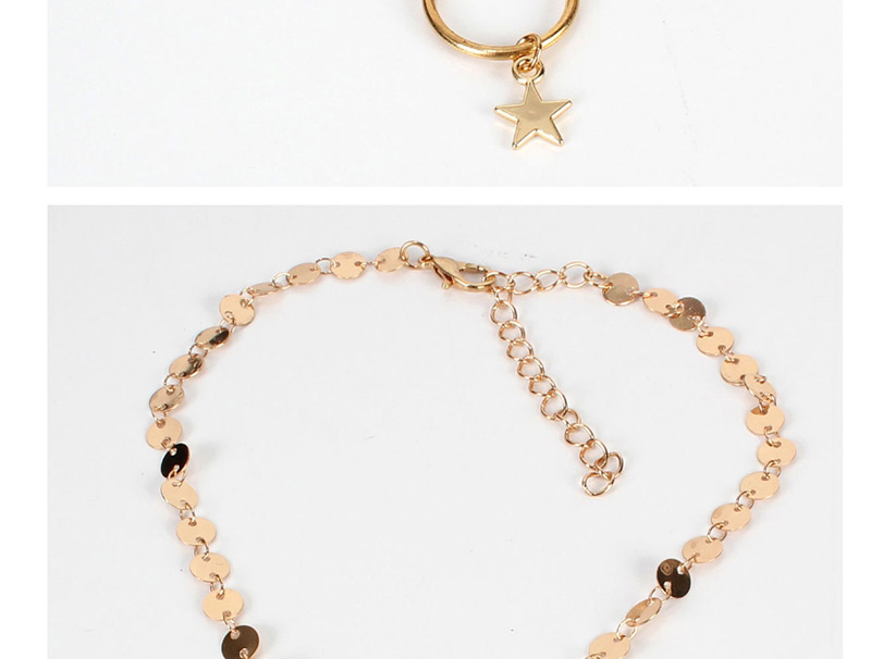 Fashion Gold Chain Sequined Five-pointed Star Necklace,Pendants