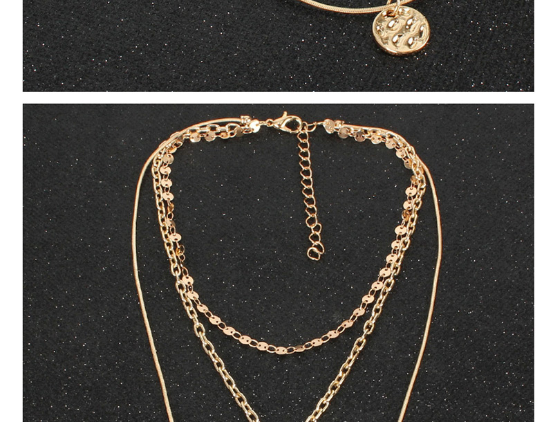 Fashion Gold Multilayer Wafer Love Alloy Necklace,Multi Strand Necklaces