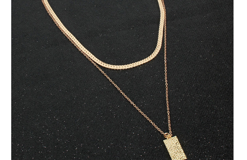 Fashion Gold Geometric Chain Embossed Square Necklace,Multi Strand Necklaces