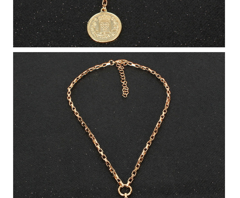Fashion Gold Metal Portrait Coin Necklace,Multi Strand Necklaces