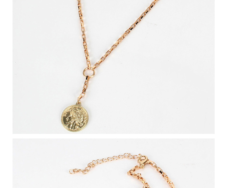 Fashion Gold Metal Portrait Coin Necklace,Multi Strand Necklaces
