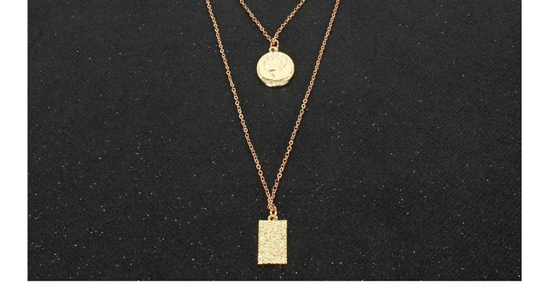 Fashion Gold Metal Coin Avatar Embossed Necklace,Multi Strand Necklaces