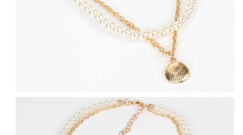 Fashion Gold Imitation Pearl Shell Necklace,Multi Strand Necklaces