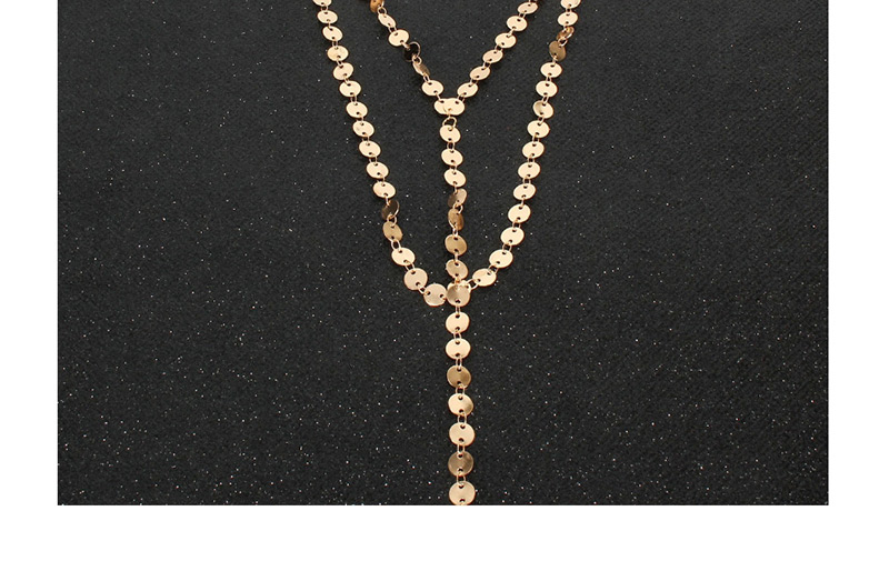 Fashion Gold Glossy Round Chain Gold-plated Necklace,Multi Strand Necklaces