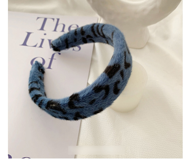 Fashion Blue Leopard Plush Wide Faux Fur Card,Head Band