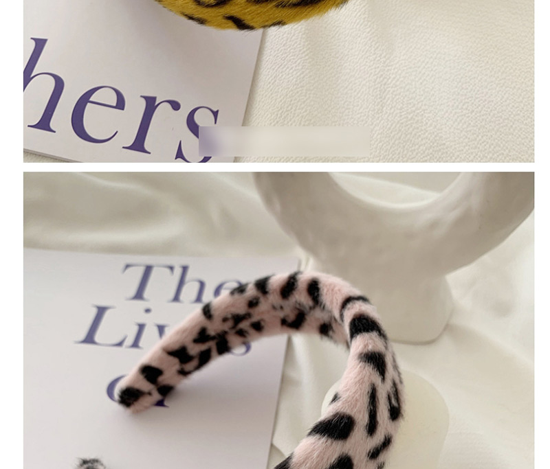 Fashion Yellow Leopard Plush Wide Faux Fur Card,Head Band