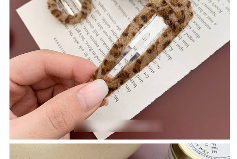 Fashion Small Square Leopard Plush Geometric Hair Clip,Hairpins