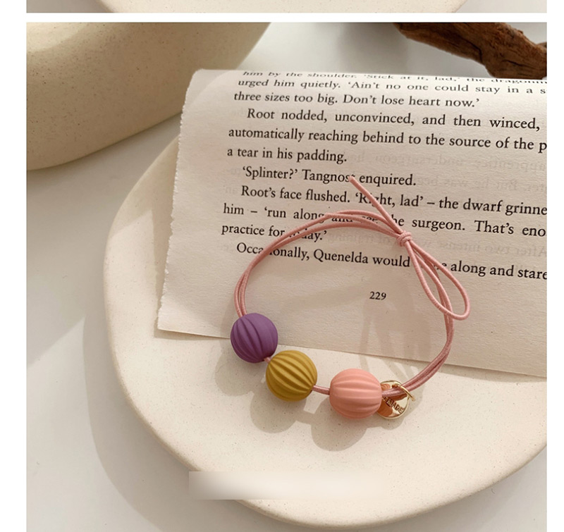 Fashion Pumpkin Beads - Pink Green Yellow Contrast Hair Rope,Hair Ring