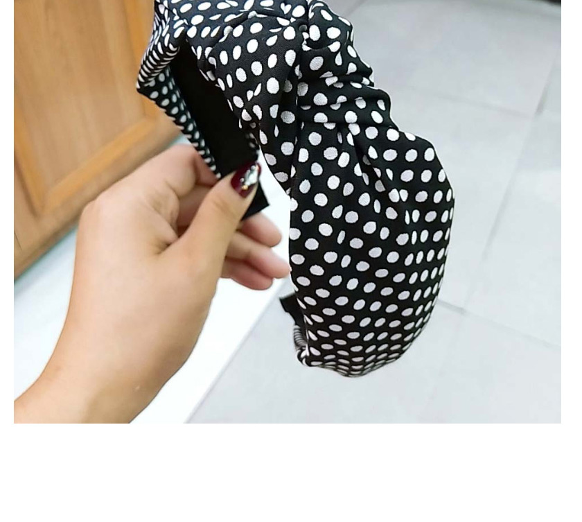Fashion Black Wave Point Cross Hair Band Polka-knotted Wide-breasted Cross-headband,Hair Ribbons