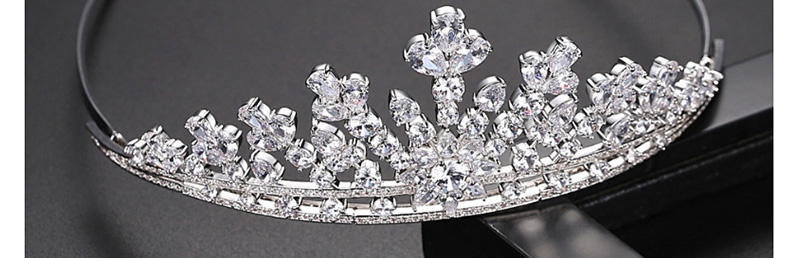 Fashion Platinum Openwork Crown With Zirconium Stone Hoop,Head Band