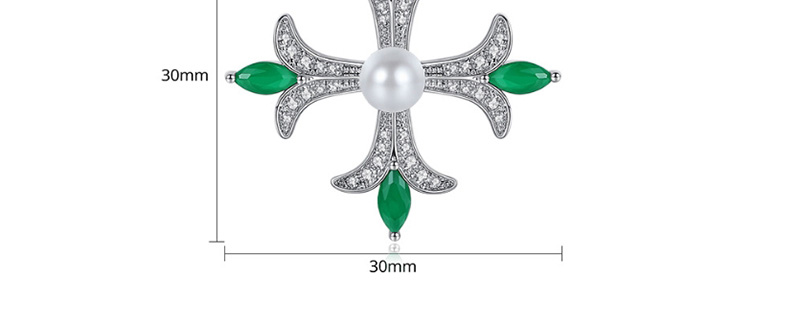 Fashion Platinum Cross Copper Inlaid Zirconium Pearl Brooch,Korean Brooches