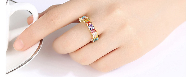 Fashion 18k Gold Copper Inlaid Zirconium Ring,Rings