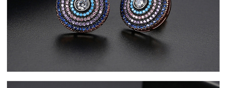 Fashion Color Copper Inlaid Zirconium Disc Earrings,Earrings