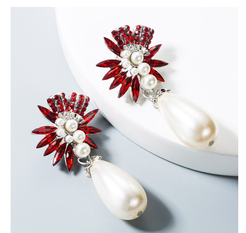 Fashion Color Alloy Diamond Large Pearl Earrings,Drop Earrings