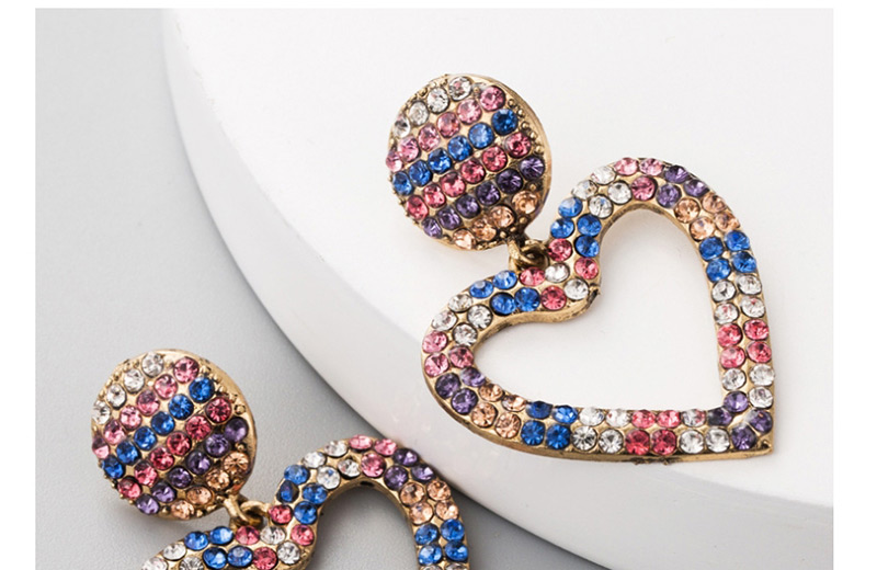 Fashion Black Long Heart-shaped Earrings With Rhinestone Stud Earrings,Drop Earrings