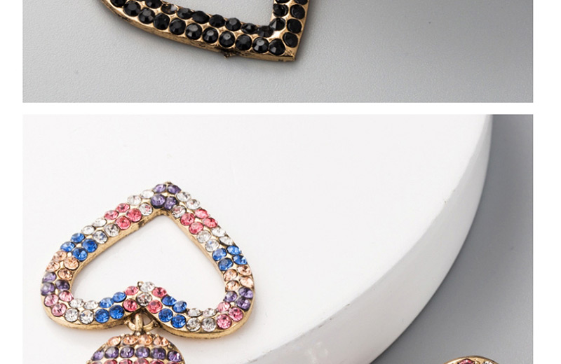 Fashion Black Long Heart-shaped Earrings With Rhinestone Stud Earrings,Drop Earrings
