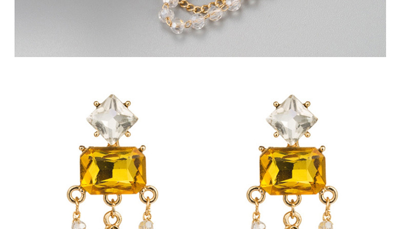 Fashion Gold Alloy Inlaid Jewel Fringed Crystal Earrings,Drop Earrings