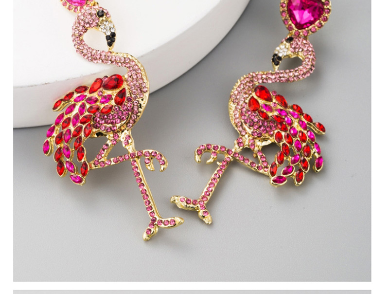 Fashion Black Flamingo With Diamond Stud Earrings,Drop Earrings