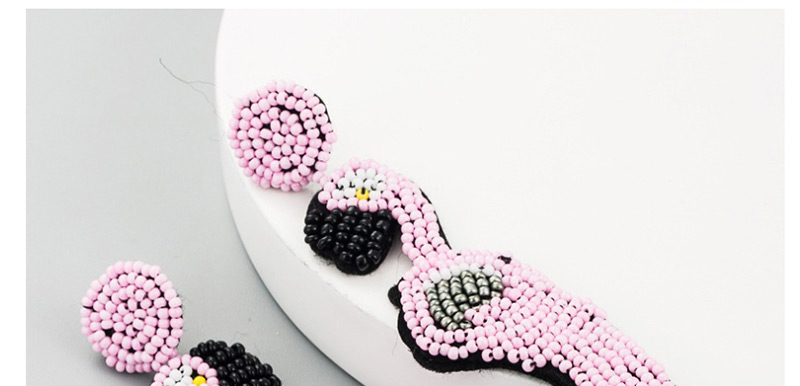 Fashion Pink Fringed Woven Rice Beads Earrings,Drop Earrings