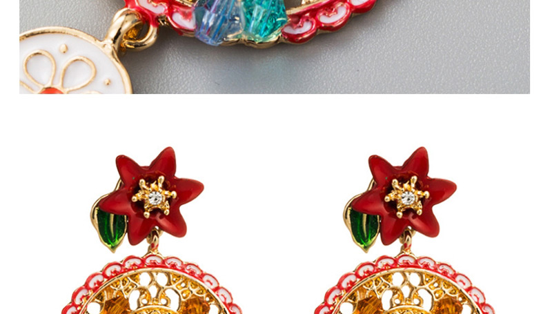 Fashion Gold Multi-layer Hollow Round Alloy Diamond Drop Oil Flower  Silver Needle Earrings,Drop Earrings