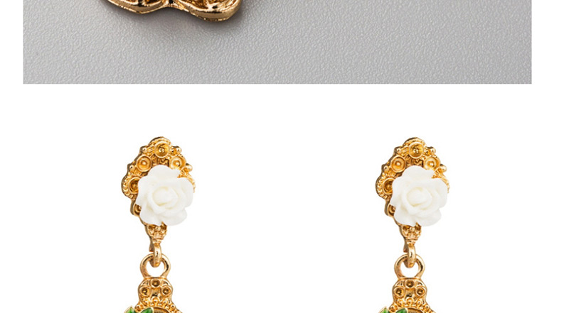 Fashion Gold Cross Flower Alloy Diamond Earrings,Drop Earrings