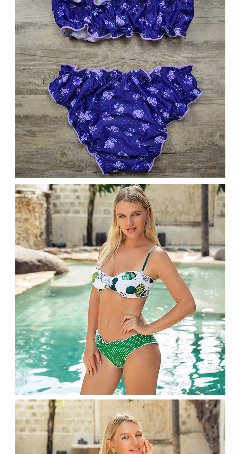 Fashion Blue Ice Cream Printed Veil Split Swimsuit,Bikini Sets