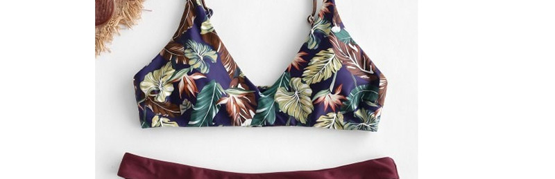 Fashion Wine Red Triangular Split Swimsuit,Bikini Sets
