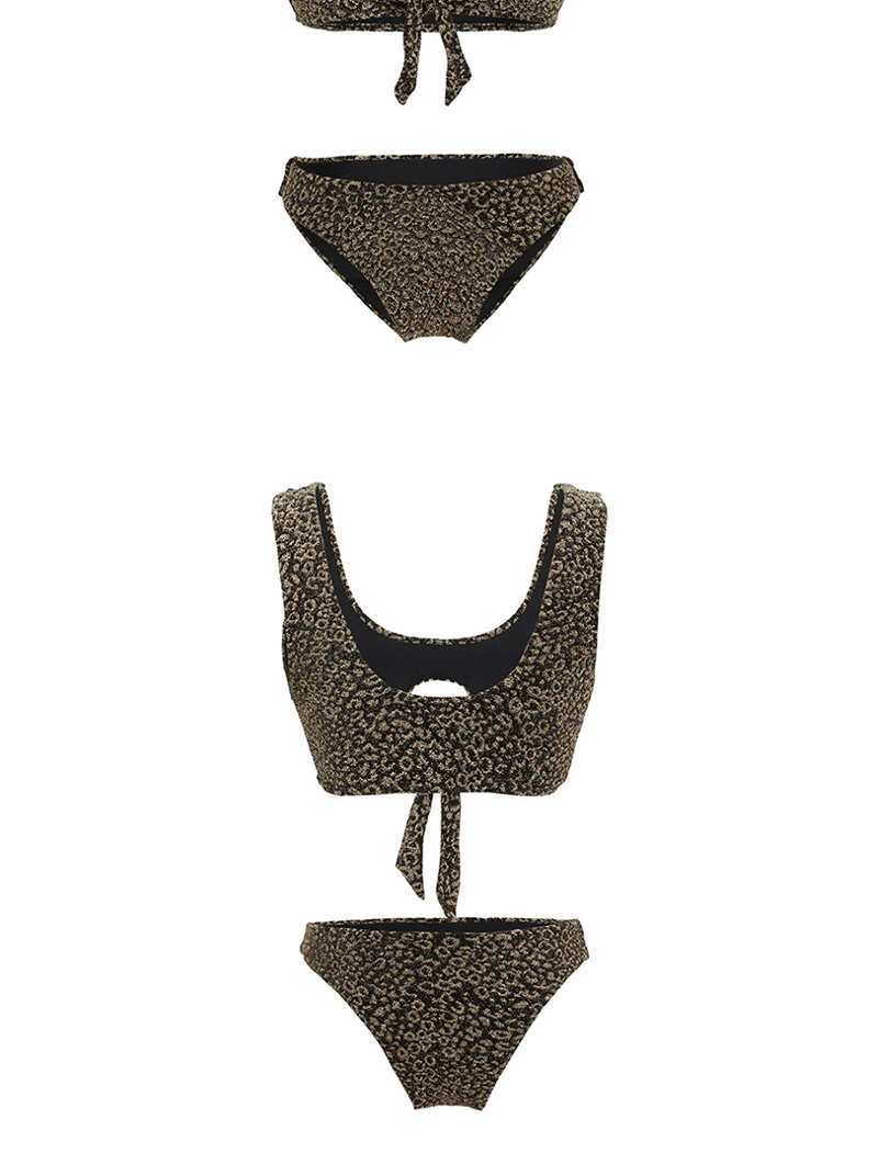 Fashion Golden Leopard Leopard Print Split Swimsuit,Bikini Sets