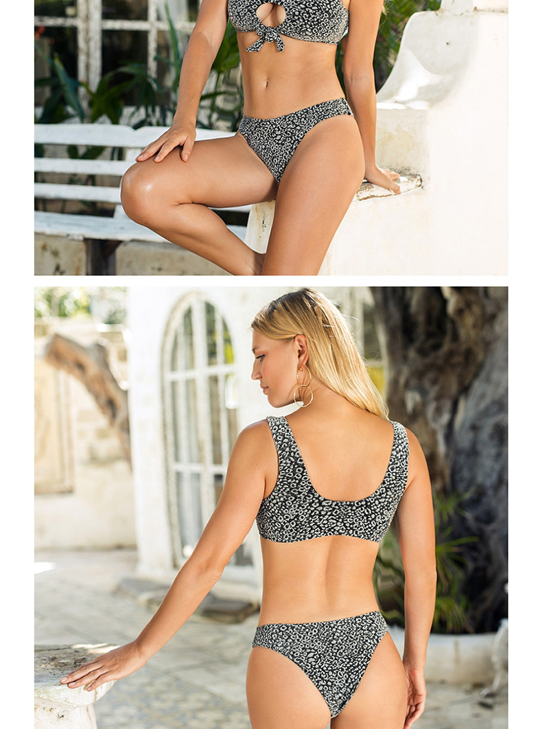 Fashion Silver Leopard Leopard Print Split Swimsuit,Bikini Sets