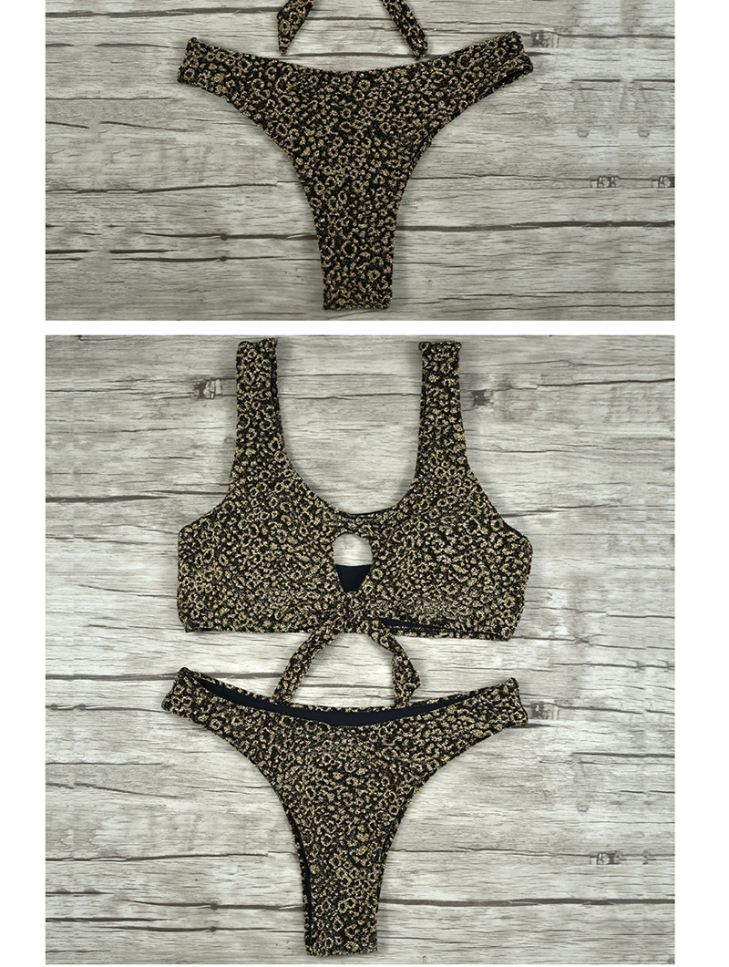 Fashion Golden Leopard Leopard Print Split Swimsuit,Bikini Sets