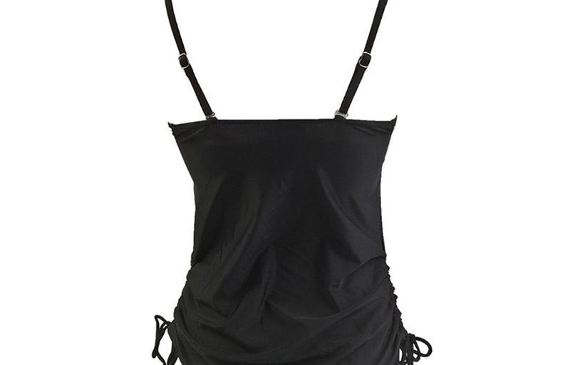 Fashion Black Powder Edge Flat Angle Split Swimsuit,Swimwear Sets