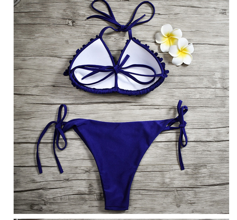 Fashion Blue Flower Split Swimsuit,Bikini Sets
