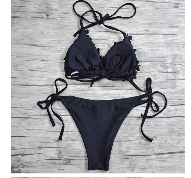 Fashion Black Flower Split Swimsuit,Bikini Sets