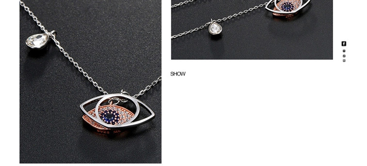 Fashion Silver  Silver Eye Blue Crystal Necklace,Pendants