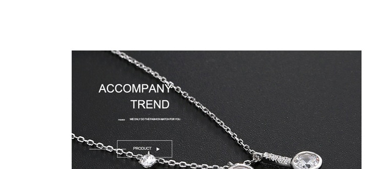 Fashion Silver Zircon Geometry  Silver Necklace,Pendants