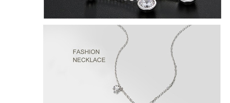 Fashion Silver Zircon Geometry  Silver Necklace,Pendants