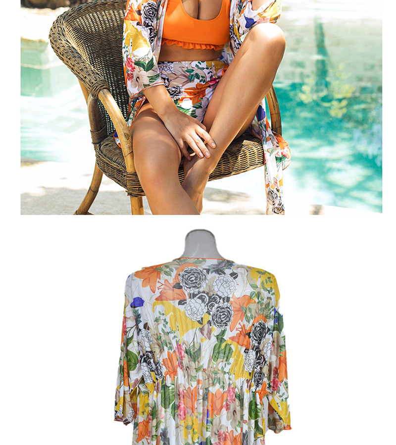 Fashion Photo Color High-waist Printed Veil Split Swimsuit,Bikini Sets