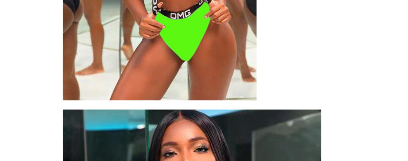 Fashion Green Letter Board With Split Swimsuit,Bikini Sets