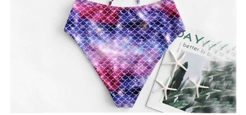 Fashion Color High Waist Fish Scale Split Swimsuit,Bikini Sets