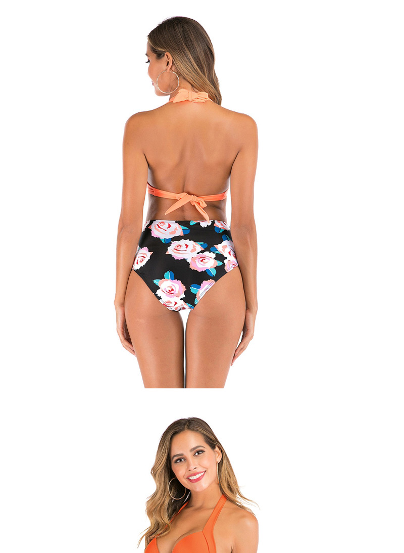 Fashion Black Strip Printed High Waist Bikini,Bikini Sets