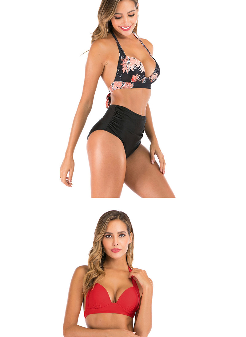 Fashion Black Strip Printed High Waist Bikini,Bikini Sets