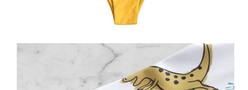 Fashion White + Yellow Tube Top Triangle Cartoon Print Split Swimsuit,Bikini Sets
