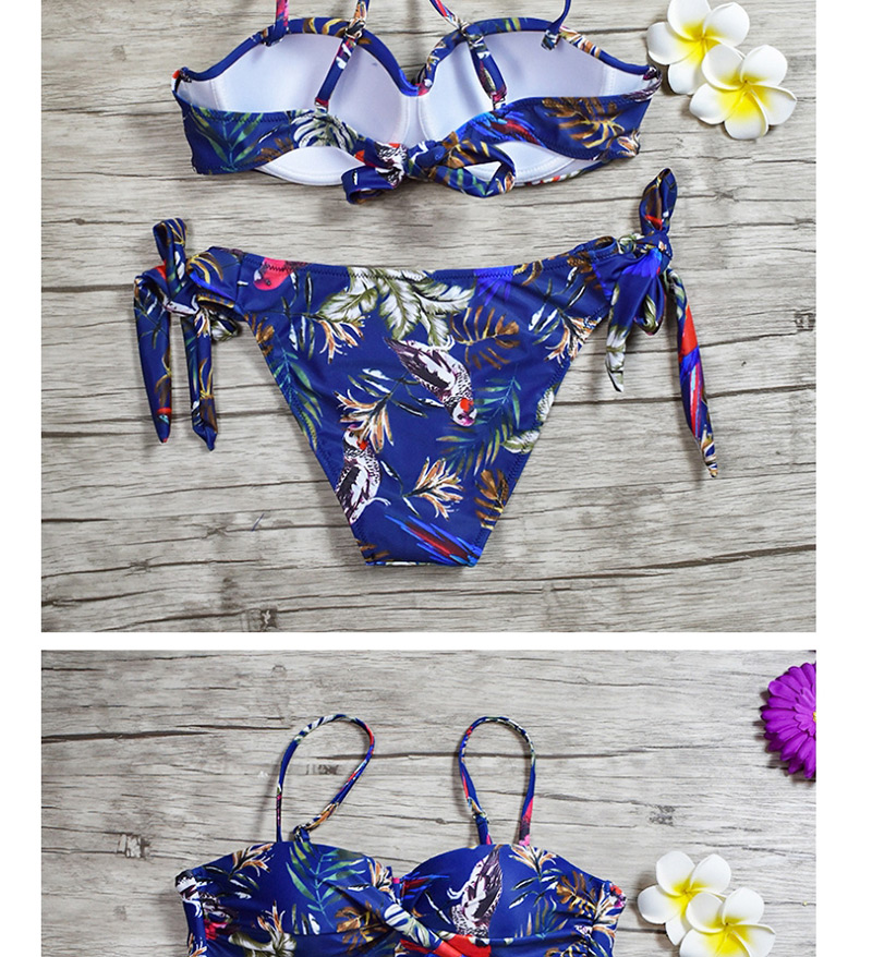 Fashion Purple Printed Tube Top Split Swimsuit,Bikini Sets