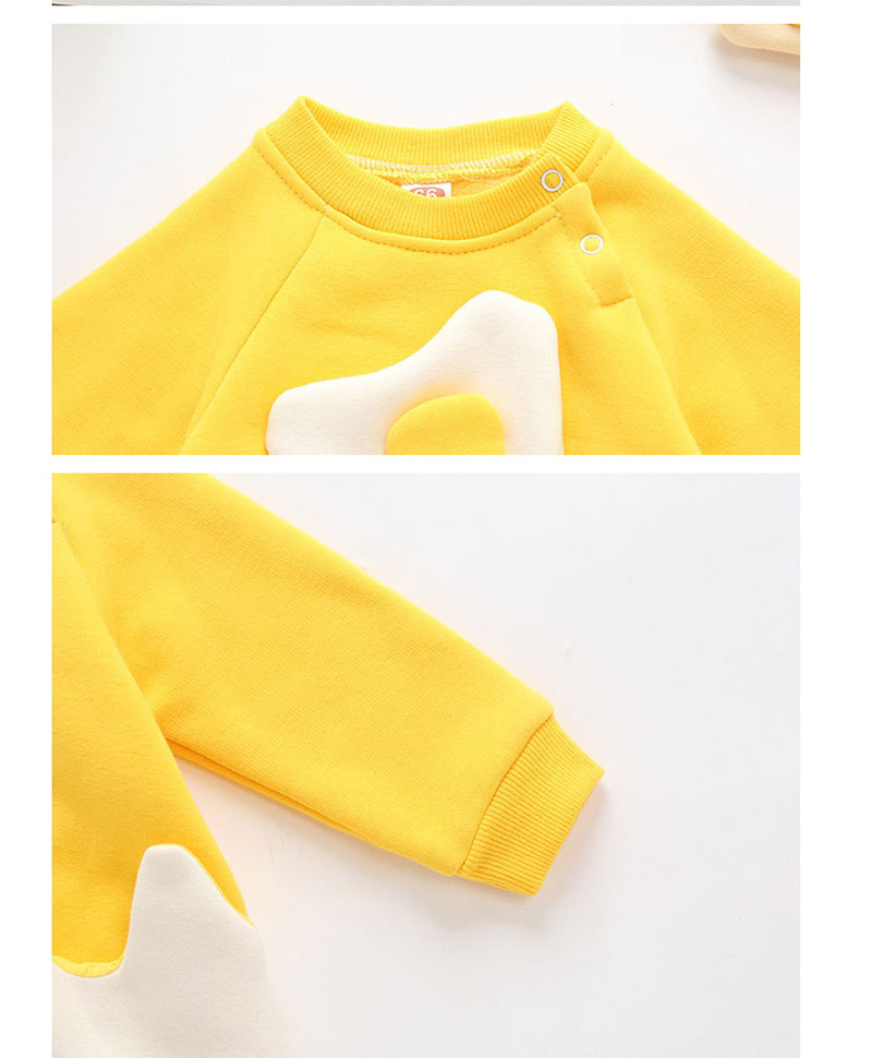 Fashion Yellow Cartoon Egg Long Sleeve Blouse Headband,Kids Clothing