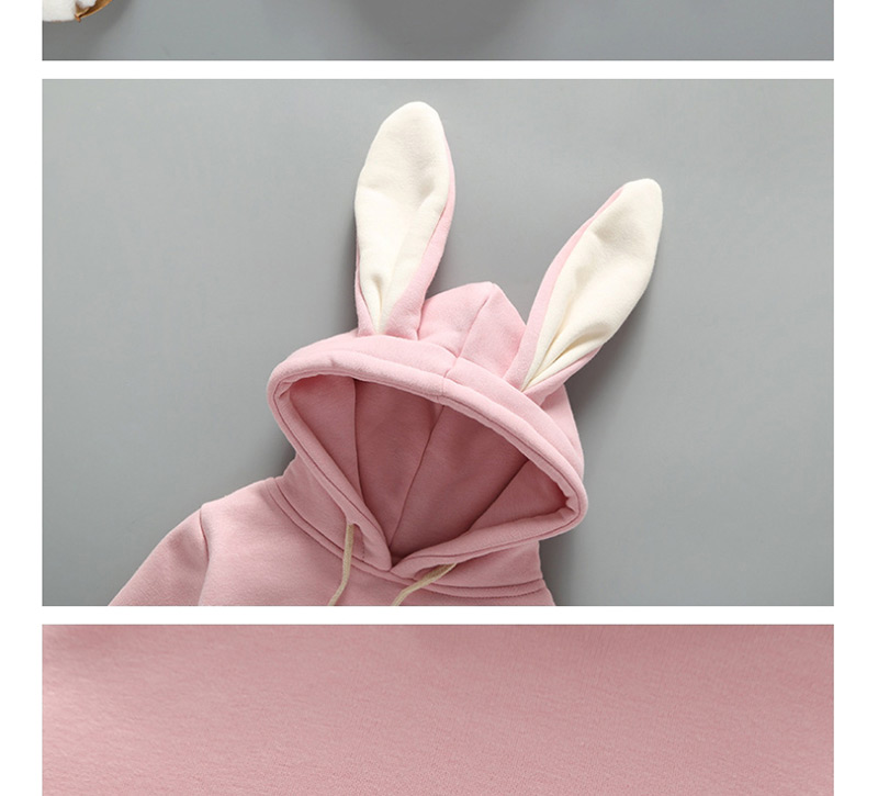 Fashion White Rabbit Ears Hooded Plus Velvet Romper,Kids Clothing