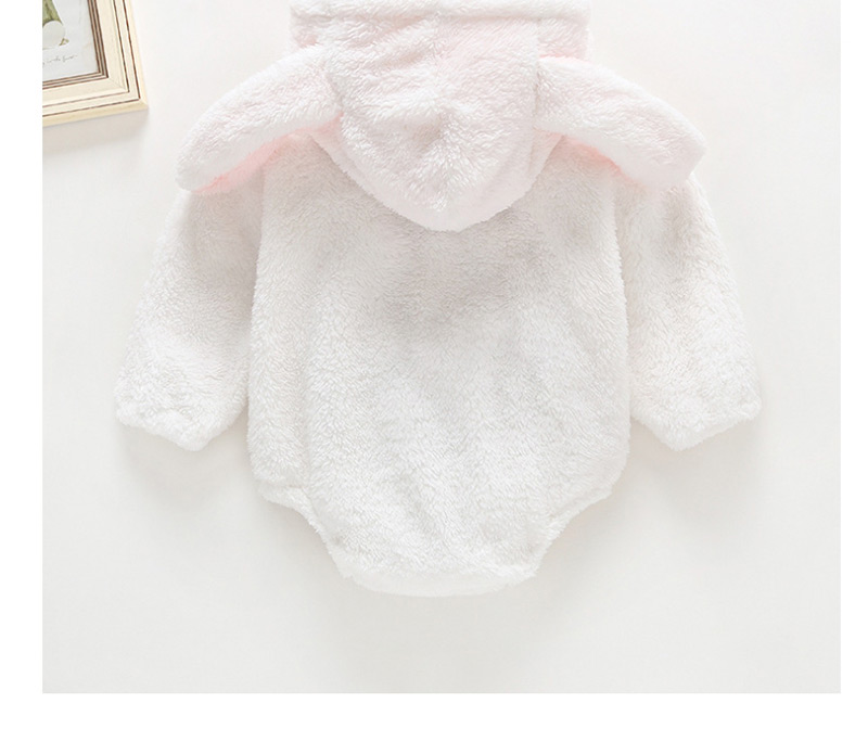 Fashion Beige Baby Velvet Rabbit Ears Long Sleeves Romper,Kids Clothing