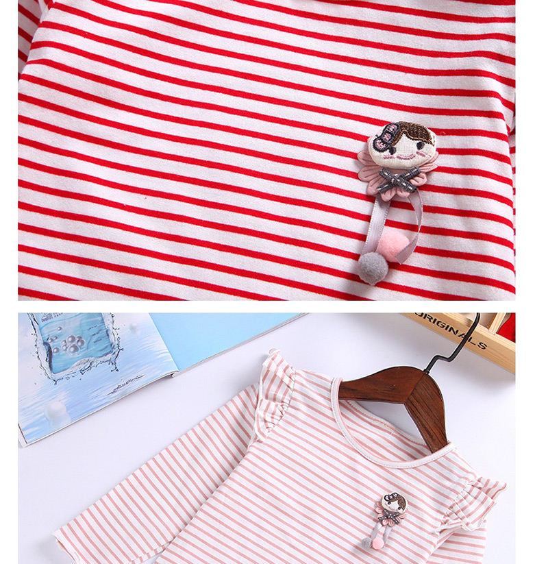 Fashion Gray Striped Wooden Ear T-shirt,Kids Clothing